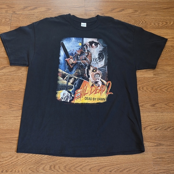 Evil Dead 2 Shirt Men's XL Black Skull Chainsaw Dead By Dawn Short Sleeve 2016 - Picture 2 of 10